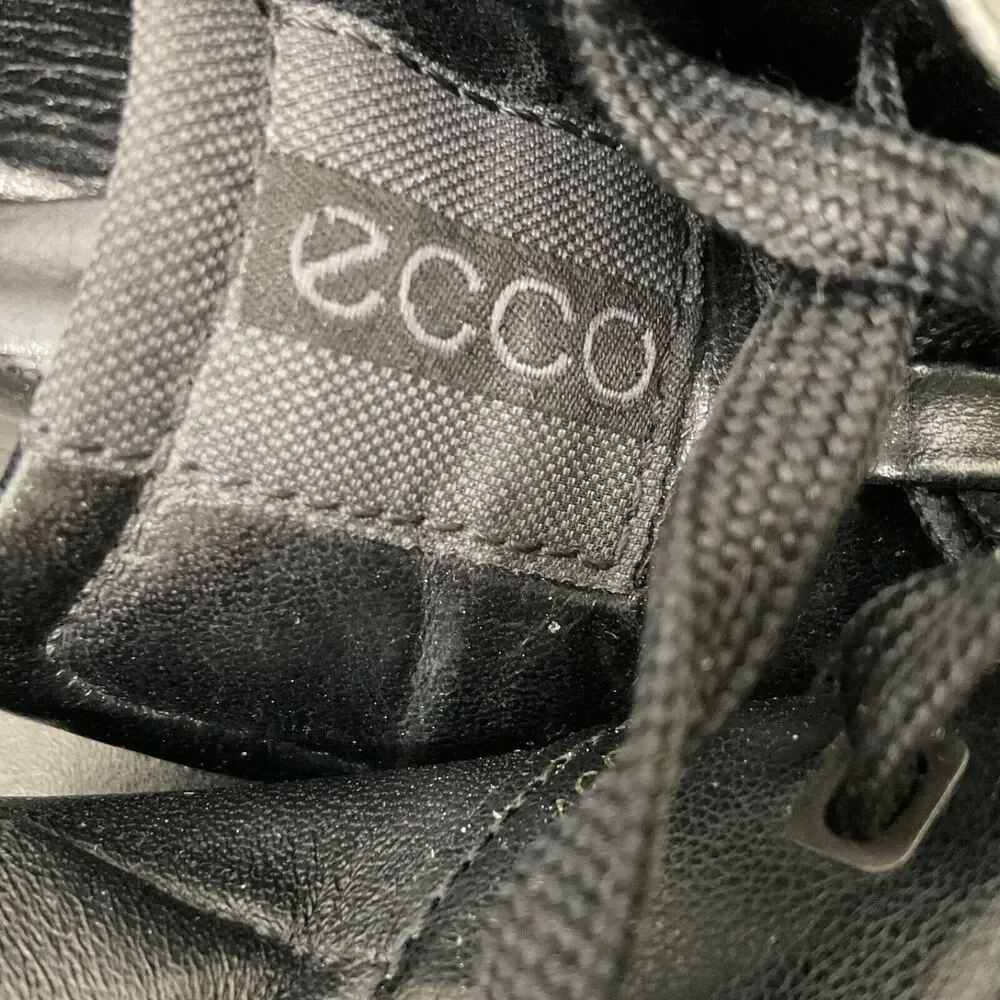 Ecco Shoes Casual Sneakers Men Sz. 46/US sz. 13 Black Leather Lace Up Oxfords